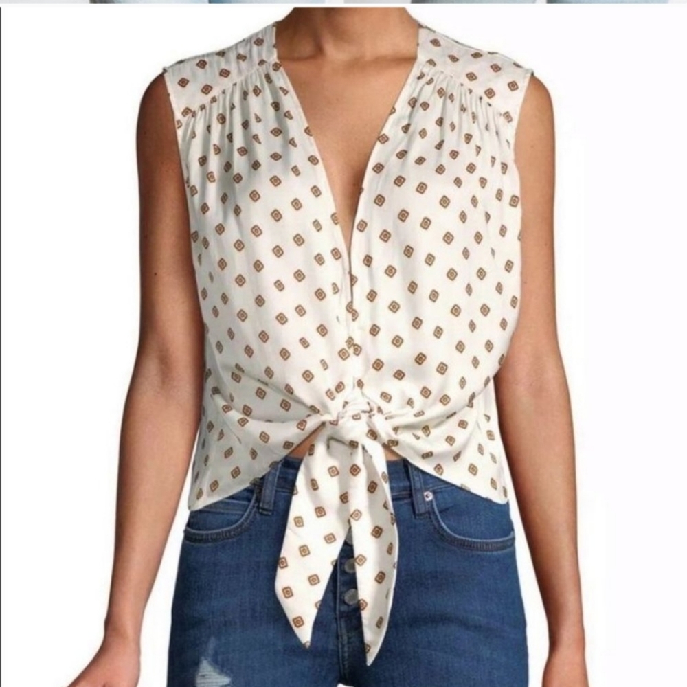 Free People Mornings in Marrakesh Tie Vest Cream